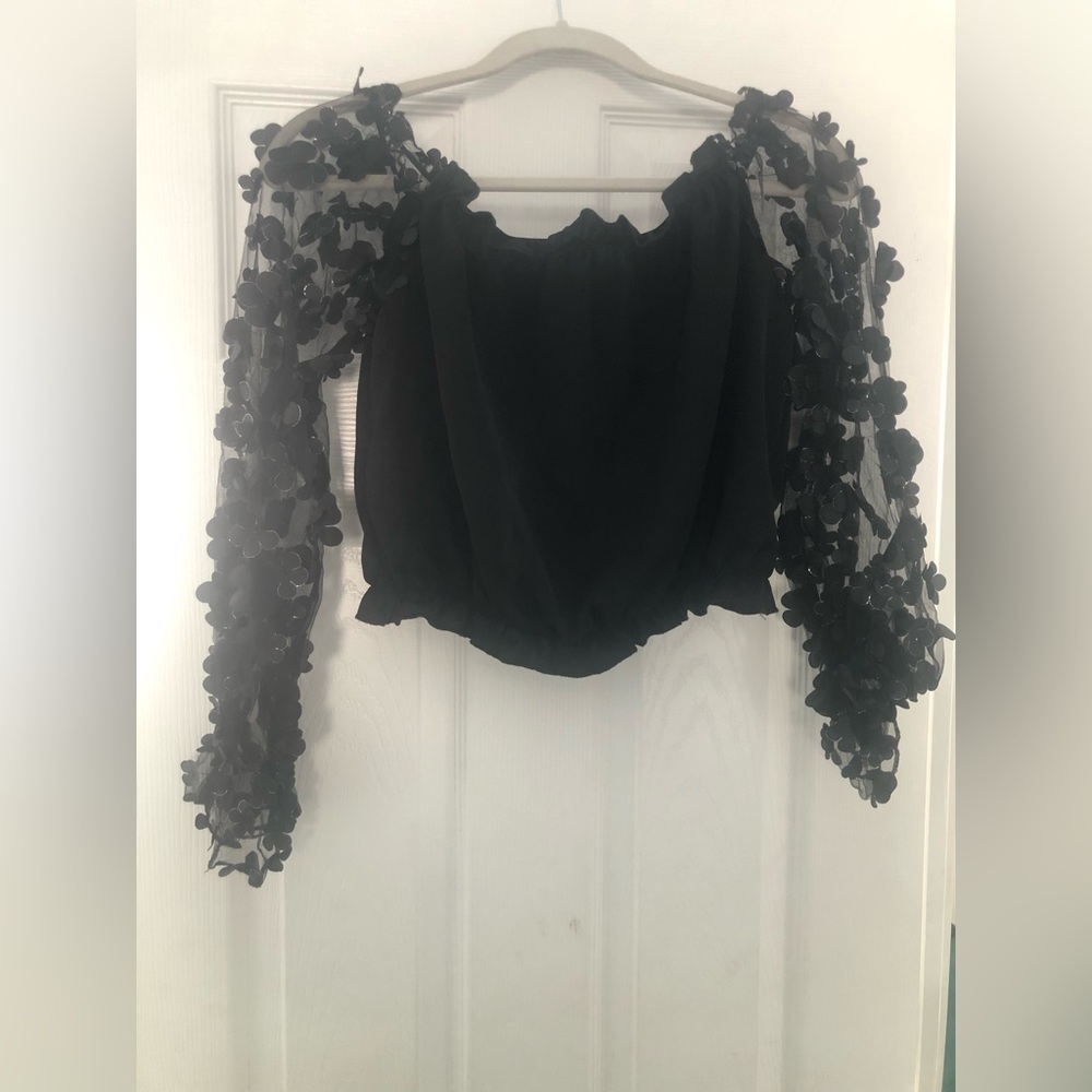 Beautiful sheer sleeve crop top